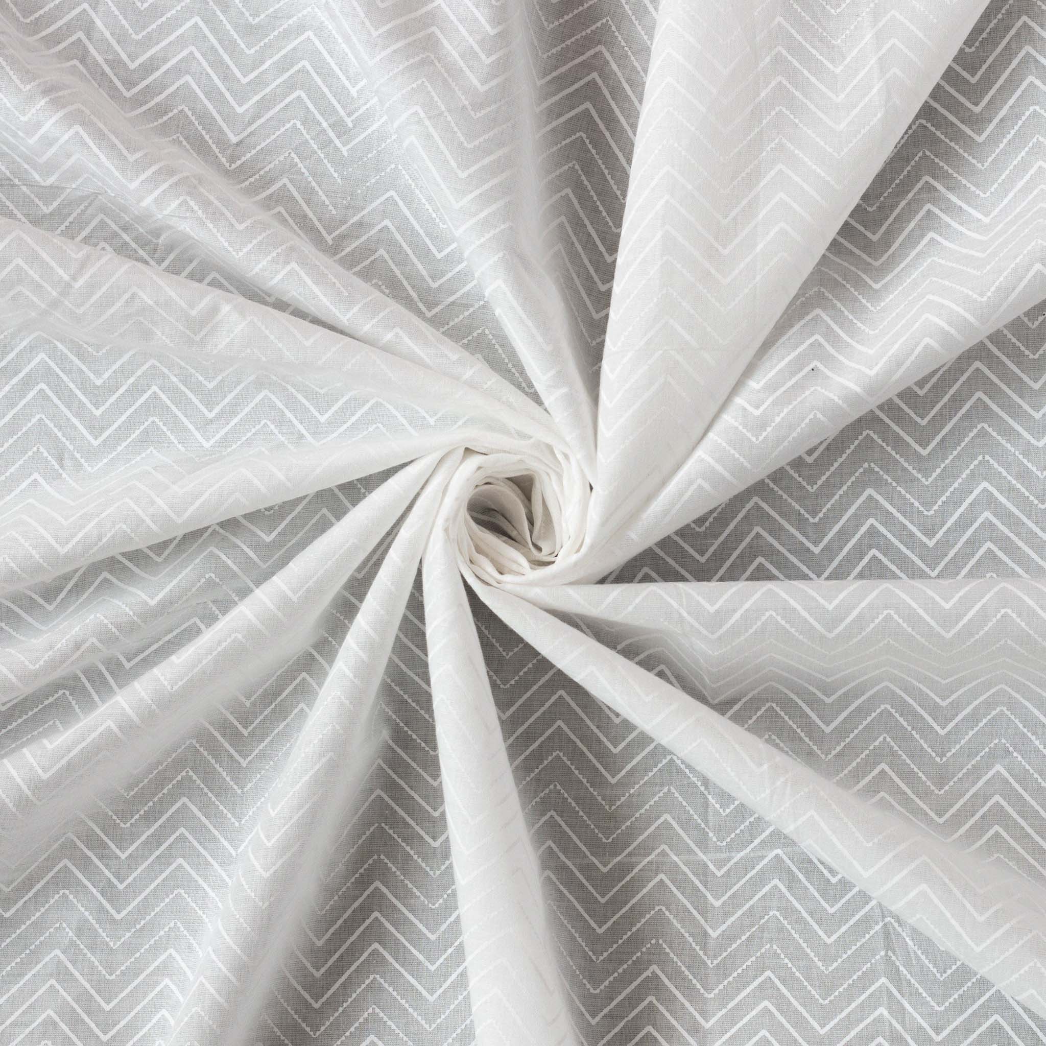 White Printed Cotton Fabric